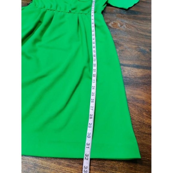 VTG California Girl Short Sleeve Pleated A-Line Midi Dress Green Women's Size 12 - Picture 10 of 13